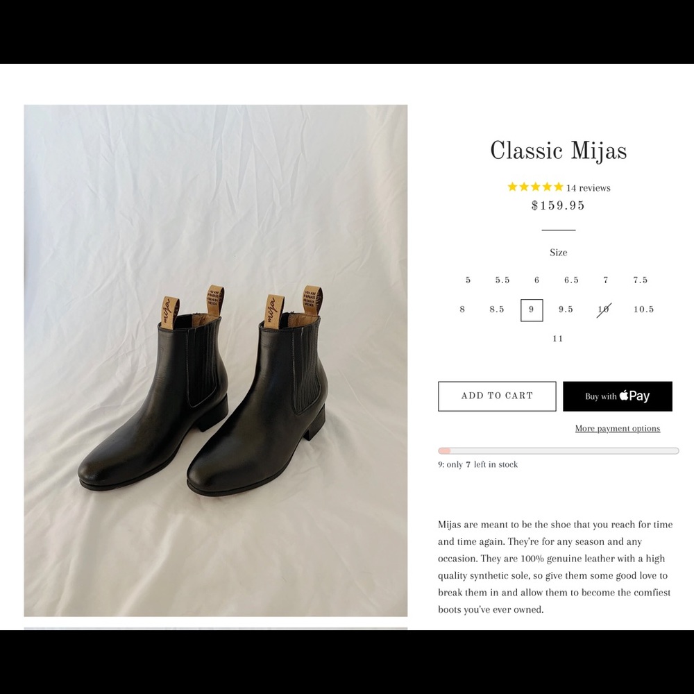 Mija’s black ankle boot pull on size 9